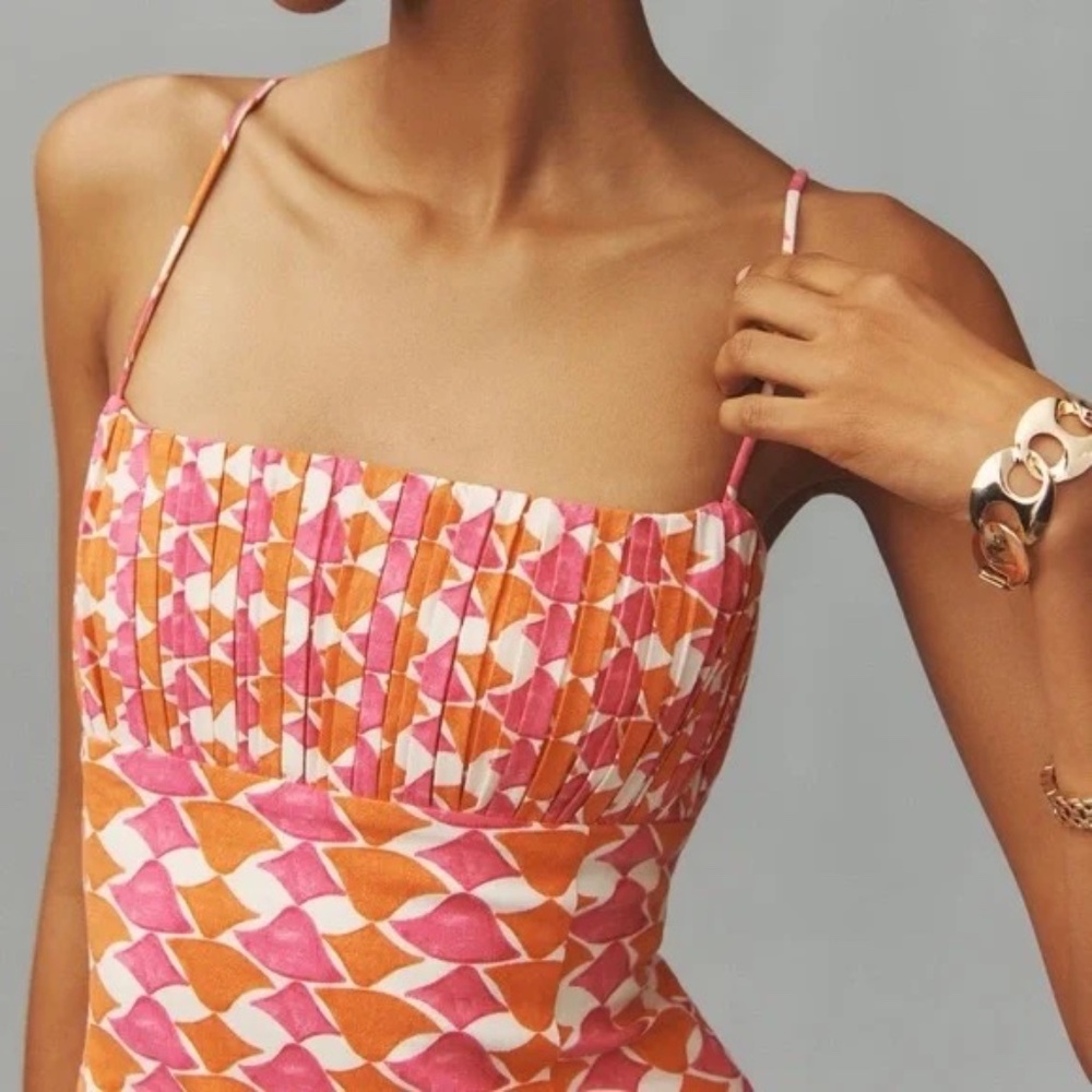 Maeve The Ophelia Sleeveless Linen Slim Mini Dress  12 - Picture 7 of 10